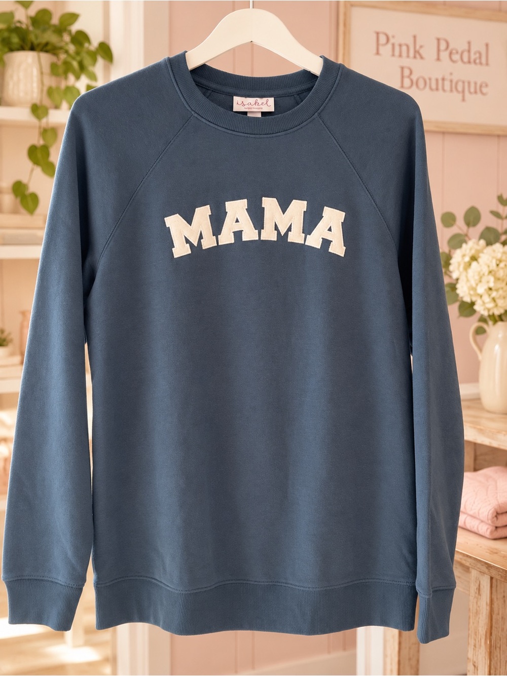 Isabel 'MAMA' Crewneck Sweatshirt - Dusty Blue
